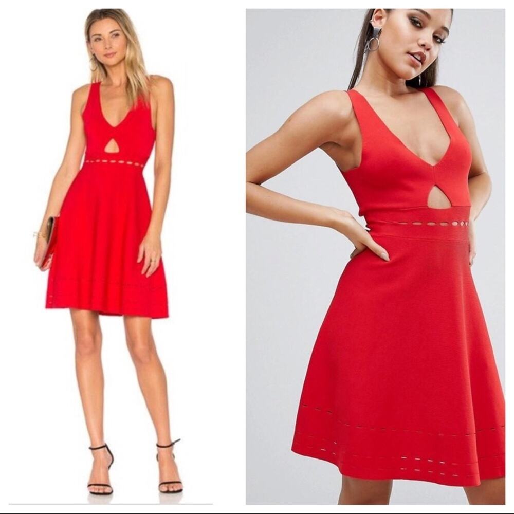 Kendall + Kylie Pointelle Open-Back Dress Red Size S NWT